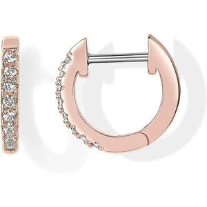 14K Gold Plated Huggie Earrings Cubic Zirconia Cuff Stud Hypoallergenic